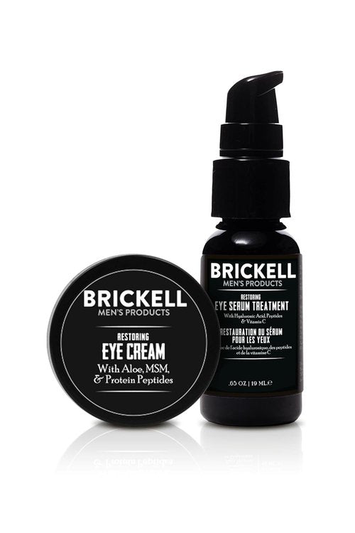 Brickell Men's Eye Cream & Serum Set - Natural, Organic, Unscented Skin Care for Men