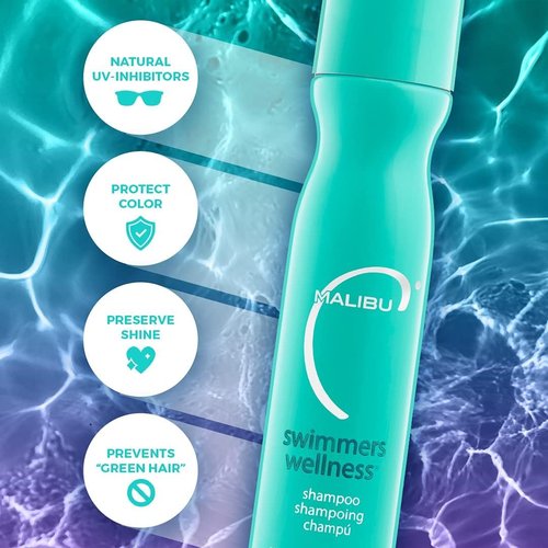 Malibu C Swimmers Wellness Shampoo - Protects Against Chlorine Damage & Strengthens Brittle Hair - 12 oz