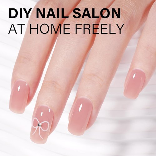 AILLSA Nude Pink Gel Nail Polish Misty Rose Jelly Gel Polish Neutral Sheer Translucent Gel Polish Long Lasting Light Pink Color Soak Off U V Gel for French Manicure Nail Art at Home 0.51 Oz