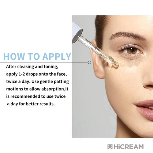 Hicream Hyaluronic Acid Serum - Brightening & Hydrating Face Moisturizer | 100% Pure, Non-Greasy, 2 Oz