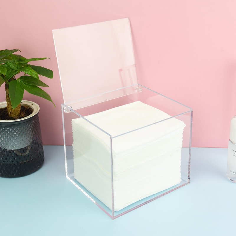 Watpot Disposable Face Towel Storage Box Compatible with Facial Towel XL, Acrylic Disposable Face Towelette Holder Container, Clear