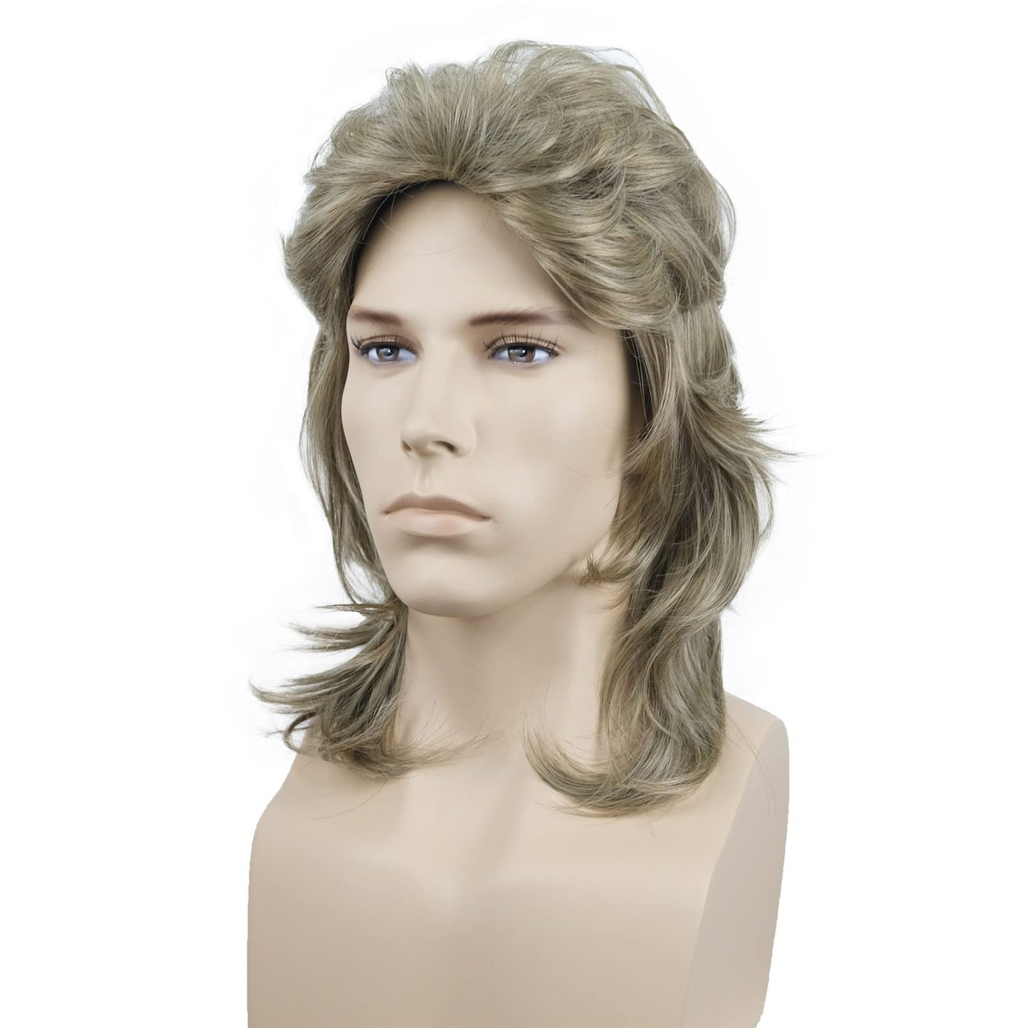 Aimole Mens Wig Retro 70s 80s Costumes Fancy Party Disco Rocker Punk Halloween (Grey Gold)