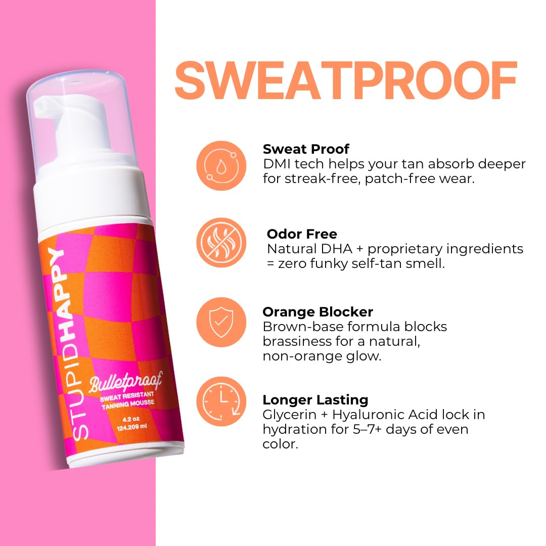 Self Tanner Mousse for Women – Sweat-Resistant, Odor-Free & Streak-Free | Brown-Based, Water-Based Formula for a Natural Medium Tan | Rapid Rinse, Non-Toxic Sunless Tanning Mousse, 4.2 fl oz