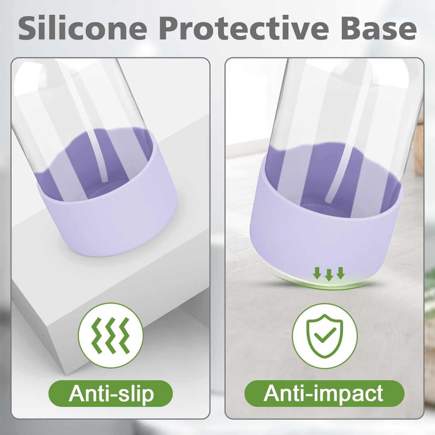 Rionisor Glass Spray Bottles with Silicone Sleeve Protection, Empty 16 oz Refillable Containers, Reusable Spray Bottles with Adjustable Nozzle for Hair, Cleaning Solutions, 3 Pack Purple