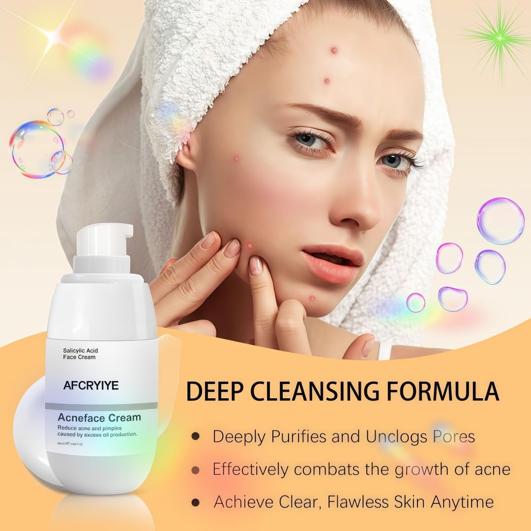 Skiennix Salicylic Acid Acne Treatment Face Cream - Oil Control & Pore Refining, 50ml / 1.69oz (2)