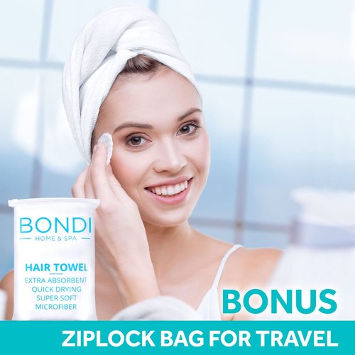 Bondi SPA Microfiber Hair Towel - Dries Hair 50% Faster & Anti-Frizz - Super Absorbent XL (Rectangle)