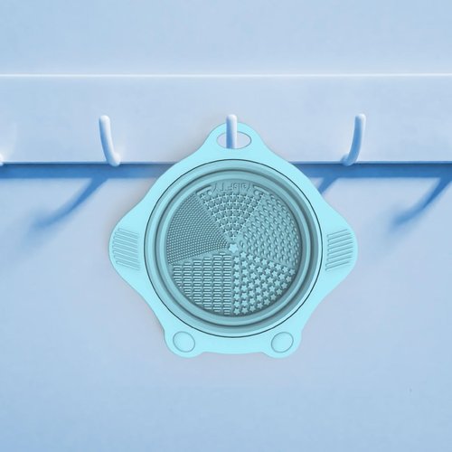 2PC Foldable Silicone Makeup Brush Cleaner Pad Bowls, YalsFTY Portable Mat Scrubber Cleaning Tool for Makeup Brushes (Khaki and Blue)