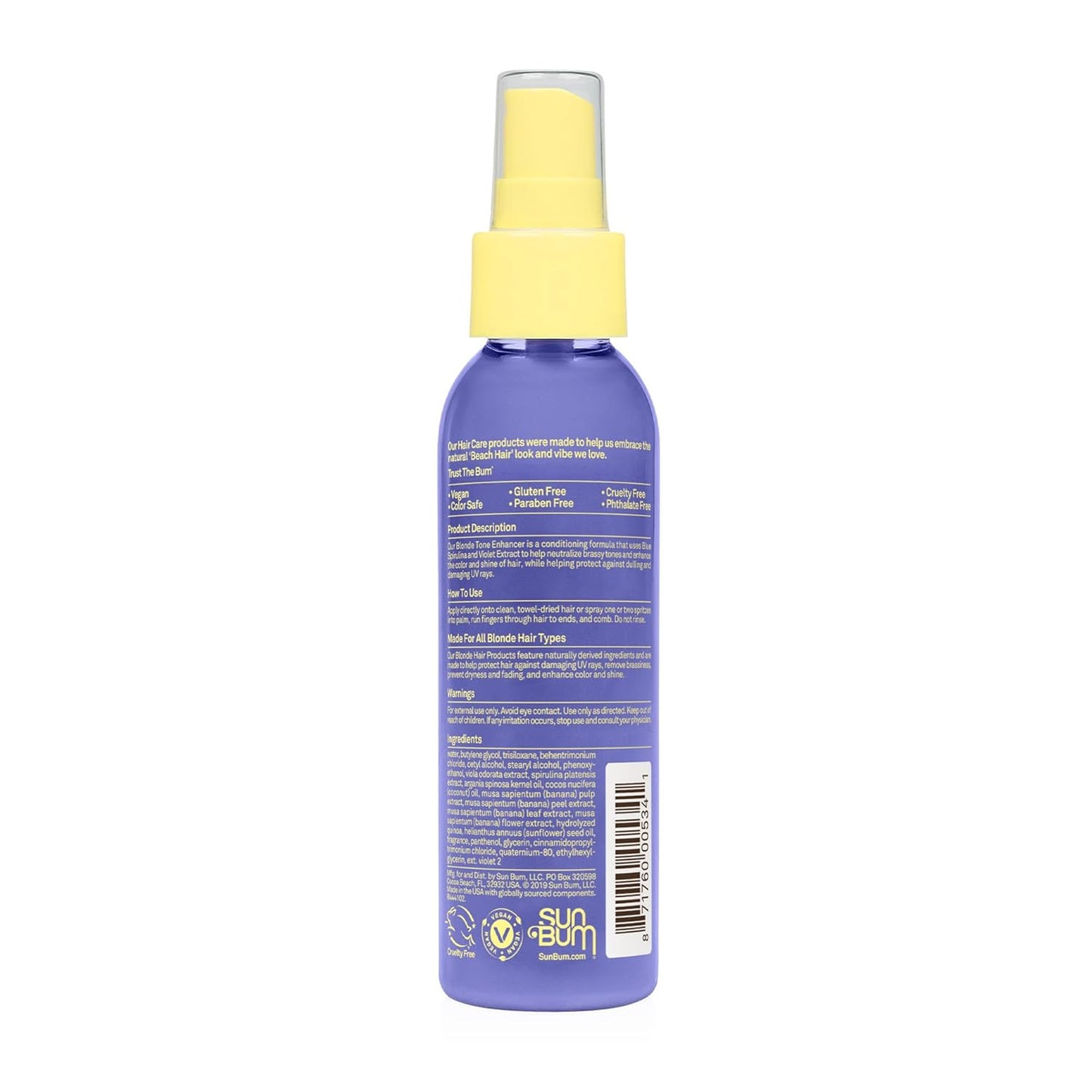 Sun Bum Blonde Tone Enhancer - Neutralizes Brass & Boosts Shine for Blonde Hair - UV Protection - 4 oz