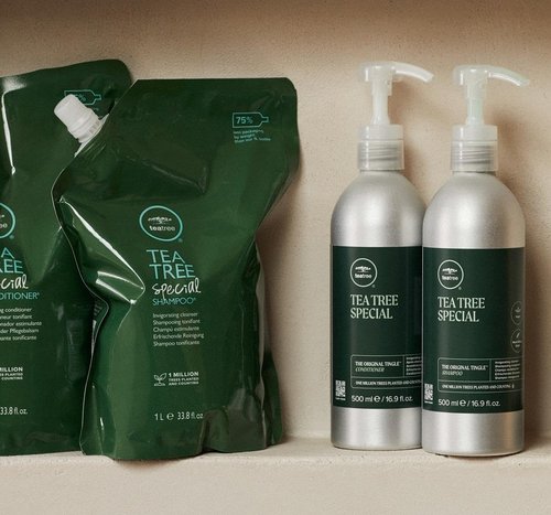 Paul Mitchell Tea Tree Special Shampoo - Deep Cleansing & Refreshing for Oily Hair | 16.9 oz Bottle + 33.8 oz Refill Pouch