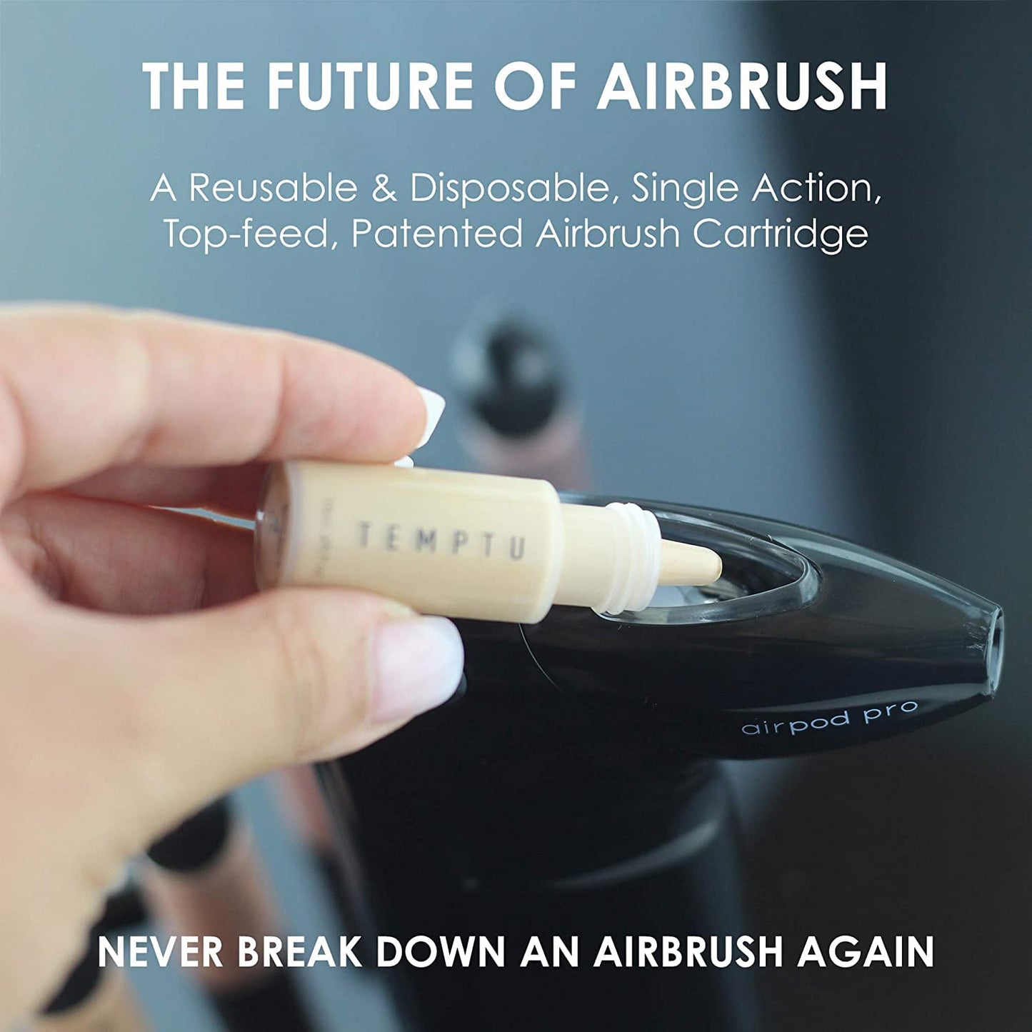 TEMPTU Air Intro Airbrush Makeup Kit in Dark to Deep: 9-Piece Set Includes Cordless Device, Refillable Makeup Cartridge, 3 Perfect Canvas Semi-Matte Foundations, Primer, Blush, Highlighter & Cleaner