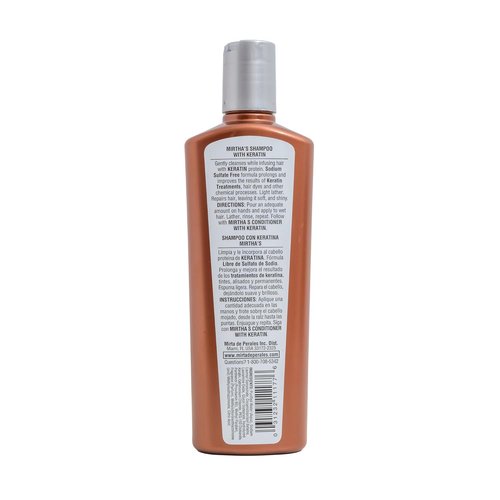 Mirta De Perales Keratin Shampoo - Gentle Sulfate-Free Cleanser for Normal, Dry & Damaged Hair | Restores Strength & Shine