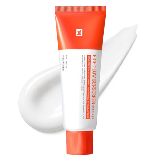 TOSOWOONG Rice Glow Sunscreen - SPF 50+ Korean Face Sunscreen for Dewy Skin | Hydrating with Rice Water & Hyaluronic Acid, 50ml