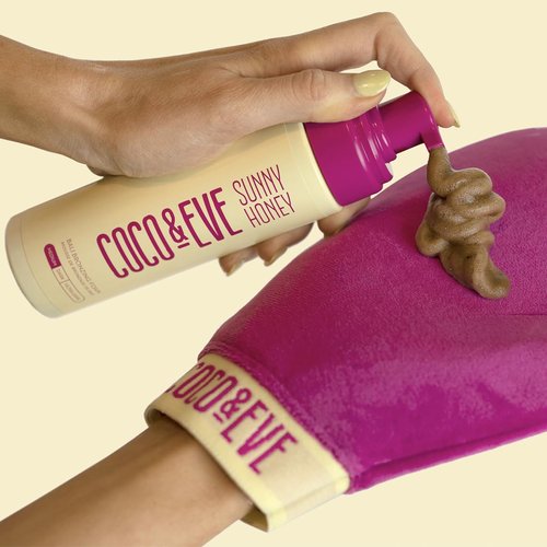 Coco & Eve Self Tanner Foam Kit - Dark Streak-Free Tanning Mousse with Applicator Mitt | Vegan & Cruelty-Free