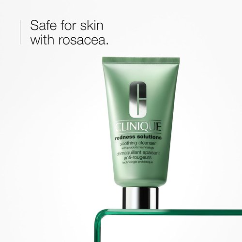Clinique Redness Solutions Face Cream Cleanser - Soothing Probiotic Formula | 5 Fl Oz for Rosacea Skin
