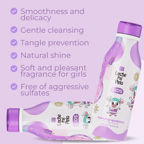 Leche Pal Pelo Kids Nourishing Shampoo - Gentle Daily Cleanser, Sulfate & Paraben-Free, 14.9 fl. oz | Hydrates & Defines with Jojoba, Coconut Milk & Aloe Vera
