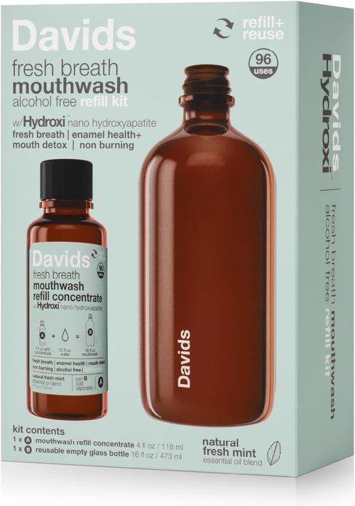 David's Hydroxi Fresh Breath Mouthwash - Alcohol-Free, Fluoride-Free, Mint Flavor, 16 fl oz | Enamel Health & Dry Mouth Relief
