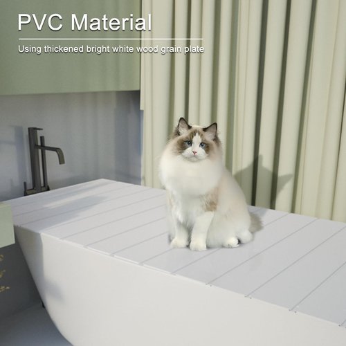 Bathtub Tray, Foldable Anti-dust Bathtub Cover Bath Insulation Cover, PVC Shutter Bath Lid Fit Most Tubs, Can Store Wine Glass, Books, Tablets, Cellphones