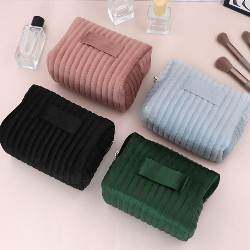 Skiennix Velvet Travel Makeup Bag - Soft Cosmetic Organizer for Women | Ideal Gift for Teachers & Nurses