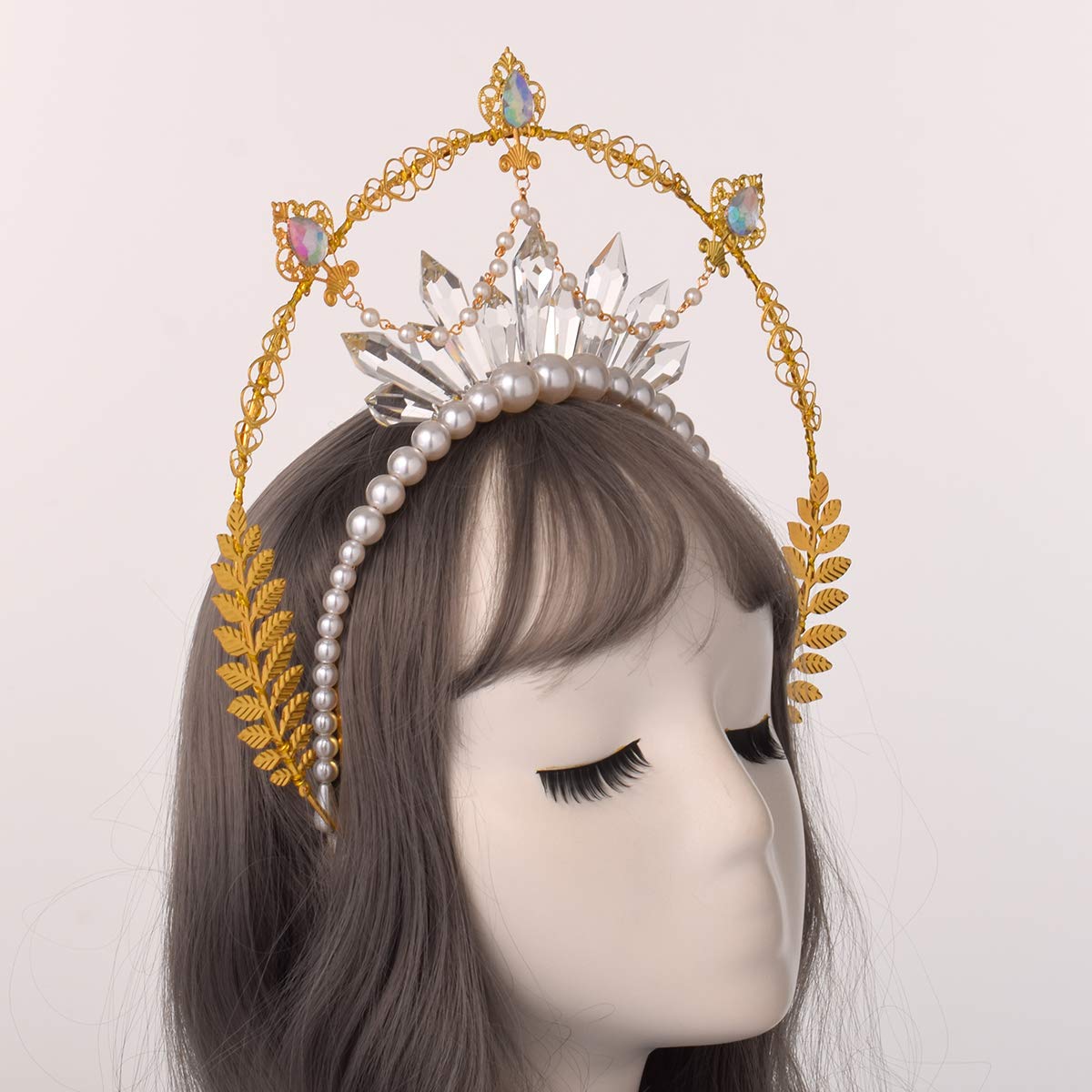 BLESSUME Mary Halo Crown Headband Goddess Headwear Halloween Costume Headpiece Headdress for Cosplay Party (Y) Multicoloured