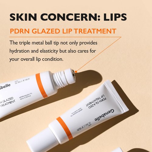 Genabelle PDRN Glazed Lip Treatment - Hydrating & Plumping Lip Balm with Peptides for Soft, Glossy Lips | 0.33 fl oz