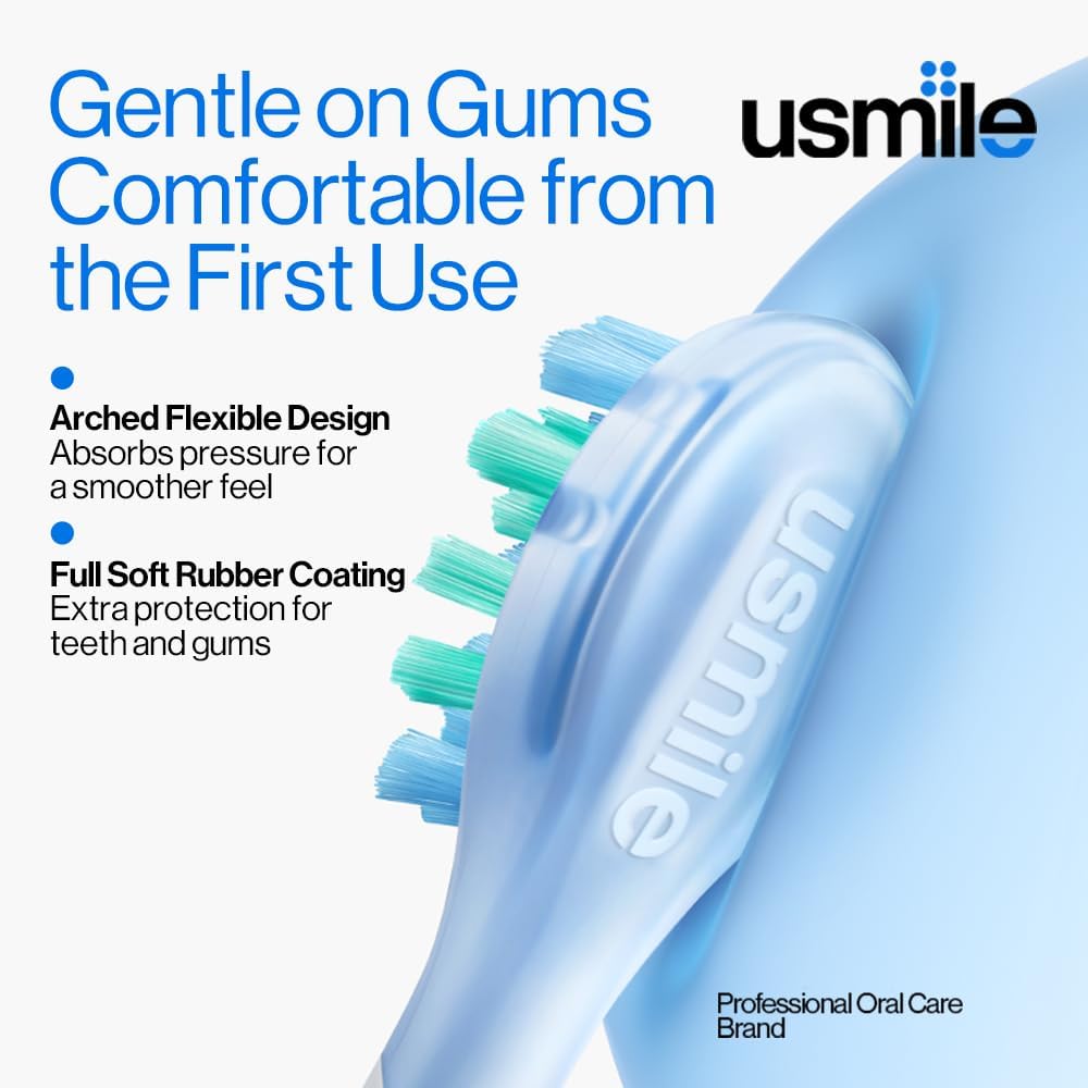 Usmile P10S Sonic Electric Toothbrush - Deep Clean & Whitening, 180-Day Battery Life, 3 Modes, 2 Brush Heads (White)