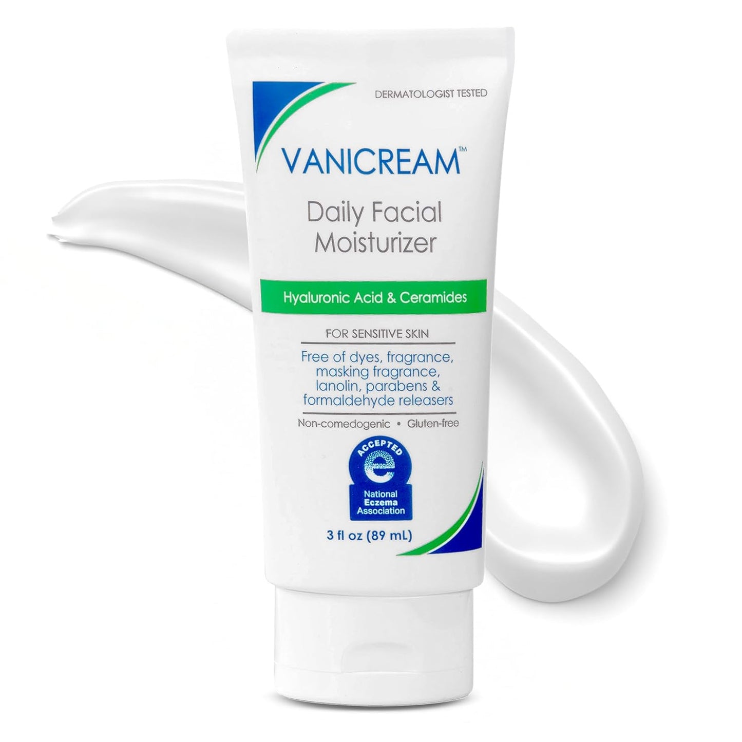 Vanicream Daily Facial Moisturizer - Hydrating Ceramides & Hyaluronic Acid for Sensitive Skin | 3 fl oz