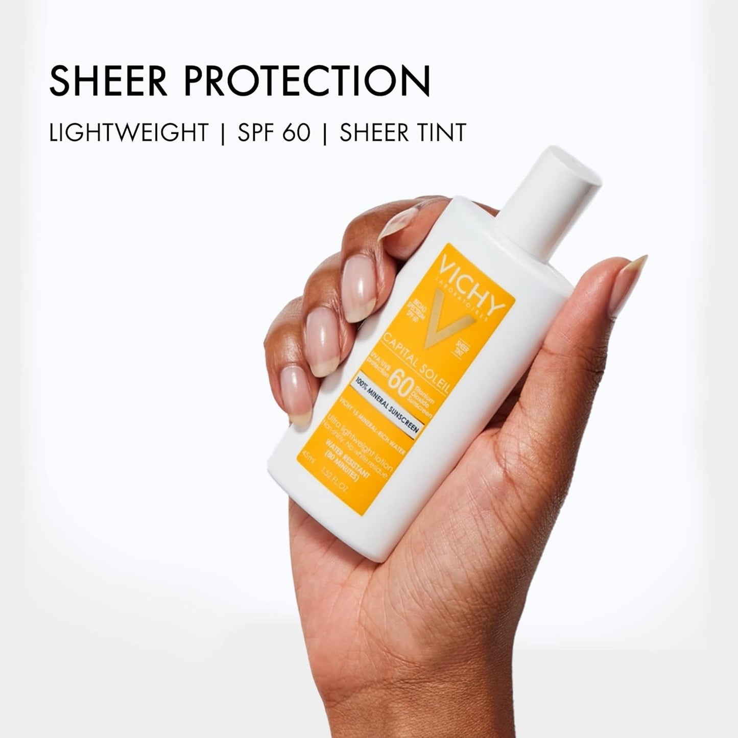 Vichy Capital Soleil Tinted Mineral Sunscreen SPF 60 - Lightweight, Water-Resistant Face Protection, Travel Size