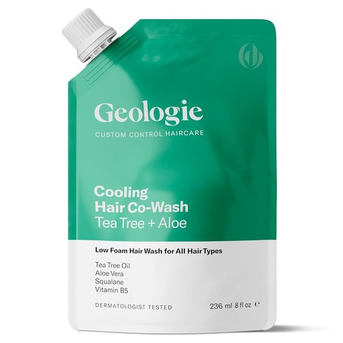 Geologie Cooling Hair Co-Wash - 4-in-1 Cleanser, Conditioner, Mask & Serum | Tea Tree Oil & Aloe Vera | Eco-Friendly Pouch