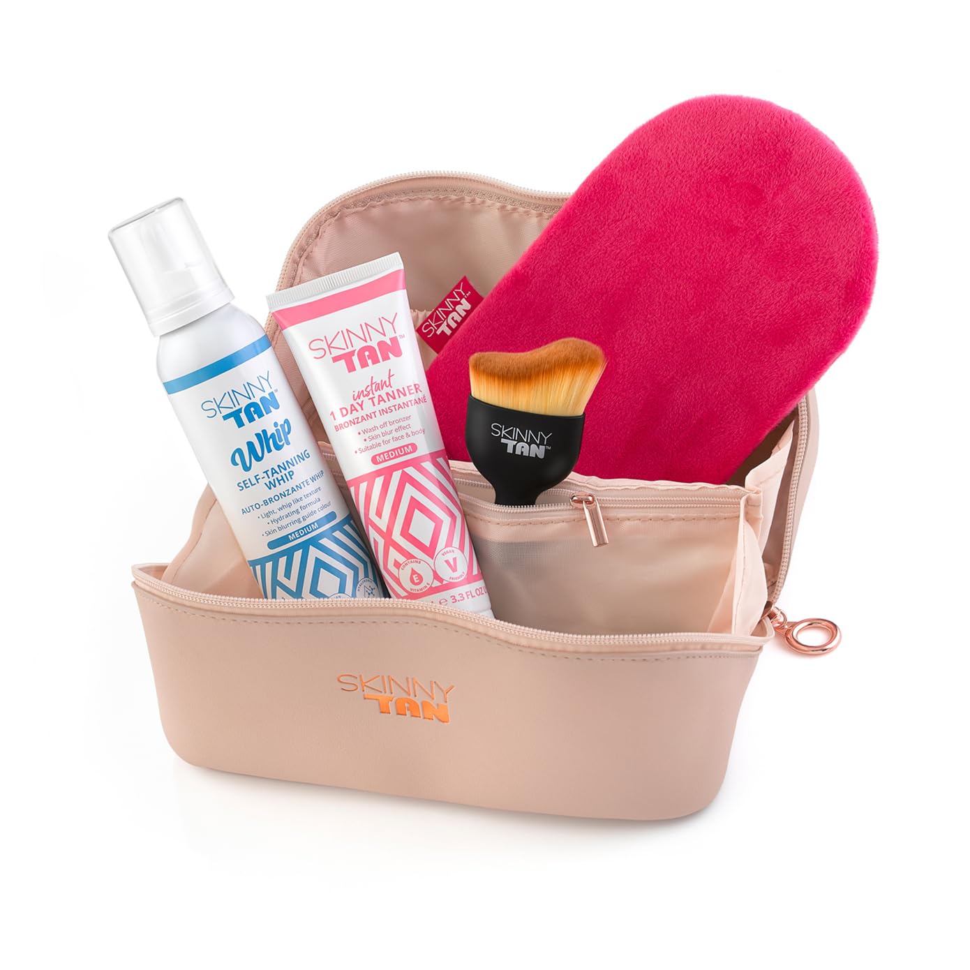 Skinny Tan Your Perfect Glow Collection Set - 4 Pc Gift Set with Self Tanning Whip & Instant Tanner