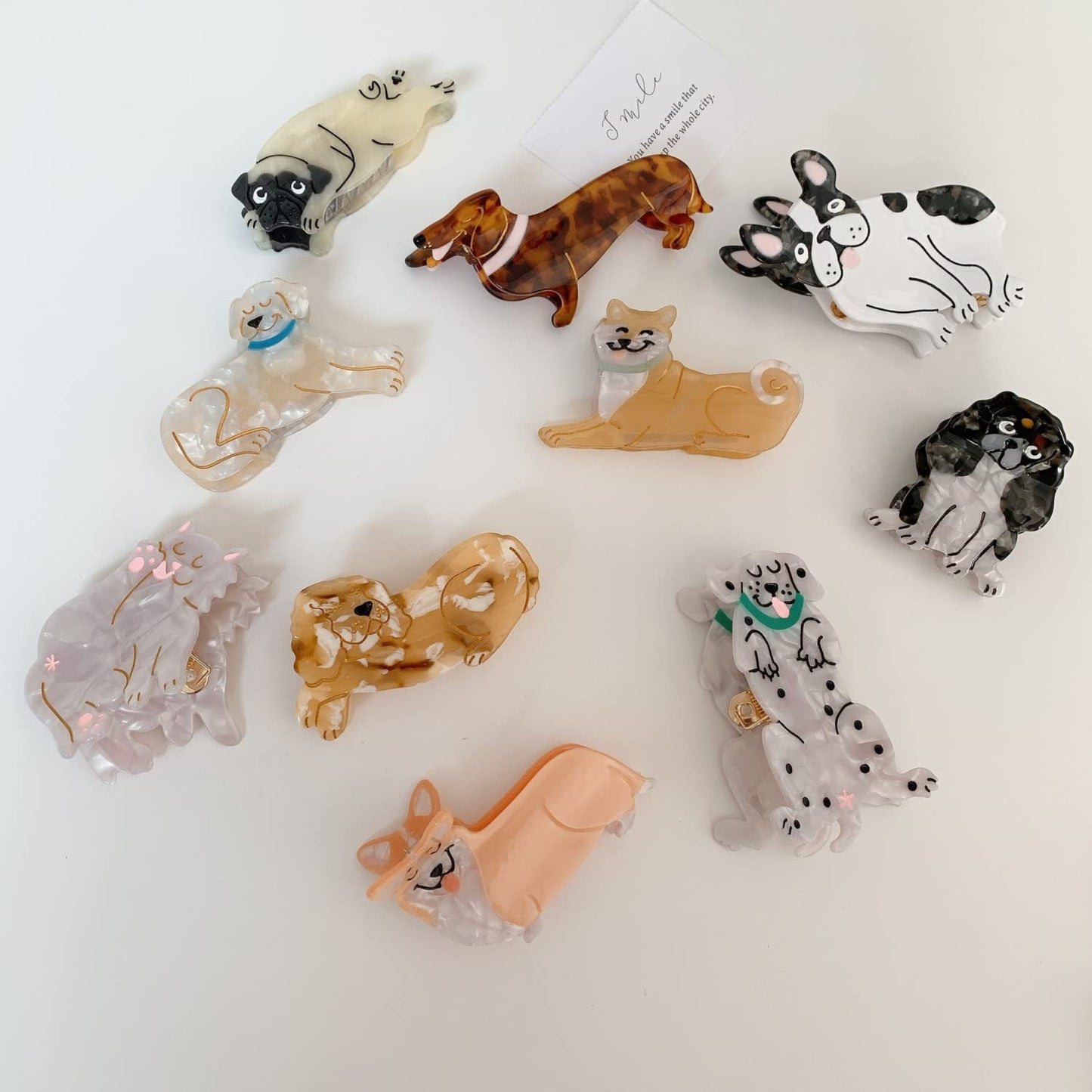 Pug Dog Hair Clips,Small Claw Clips for Girls,Acetate Hair Clips for Women,S5