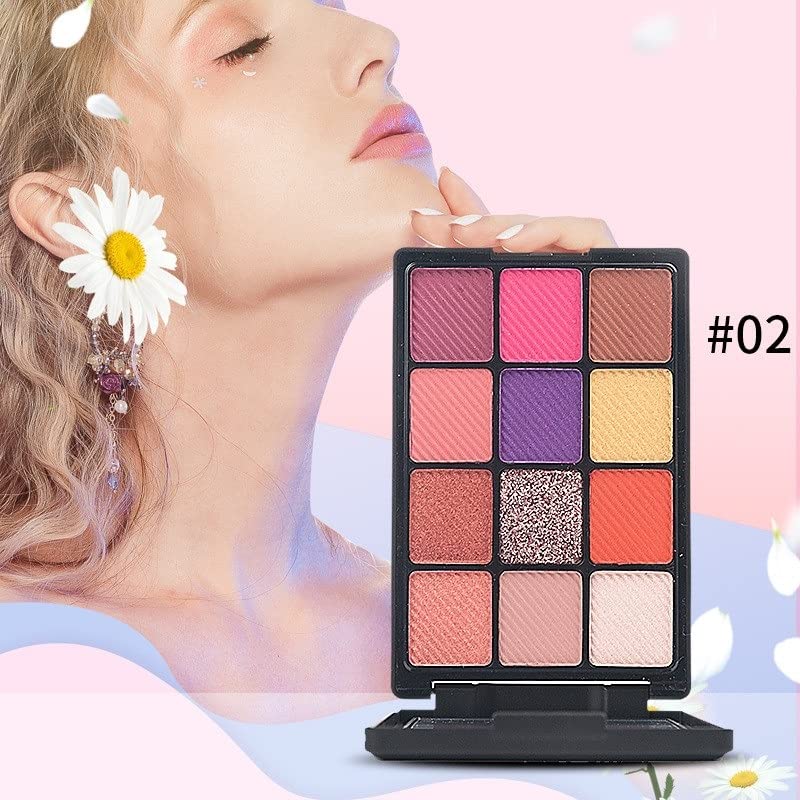 YARLADY 12 colors eyeshadow palette, himmer,matte,pearlescent eyeshadow, makeup set, Long-lasting waterproof high pigment eye makeup tray (12-2#)