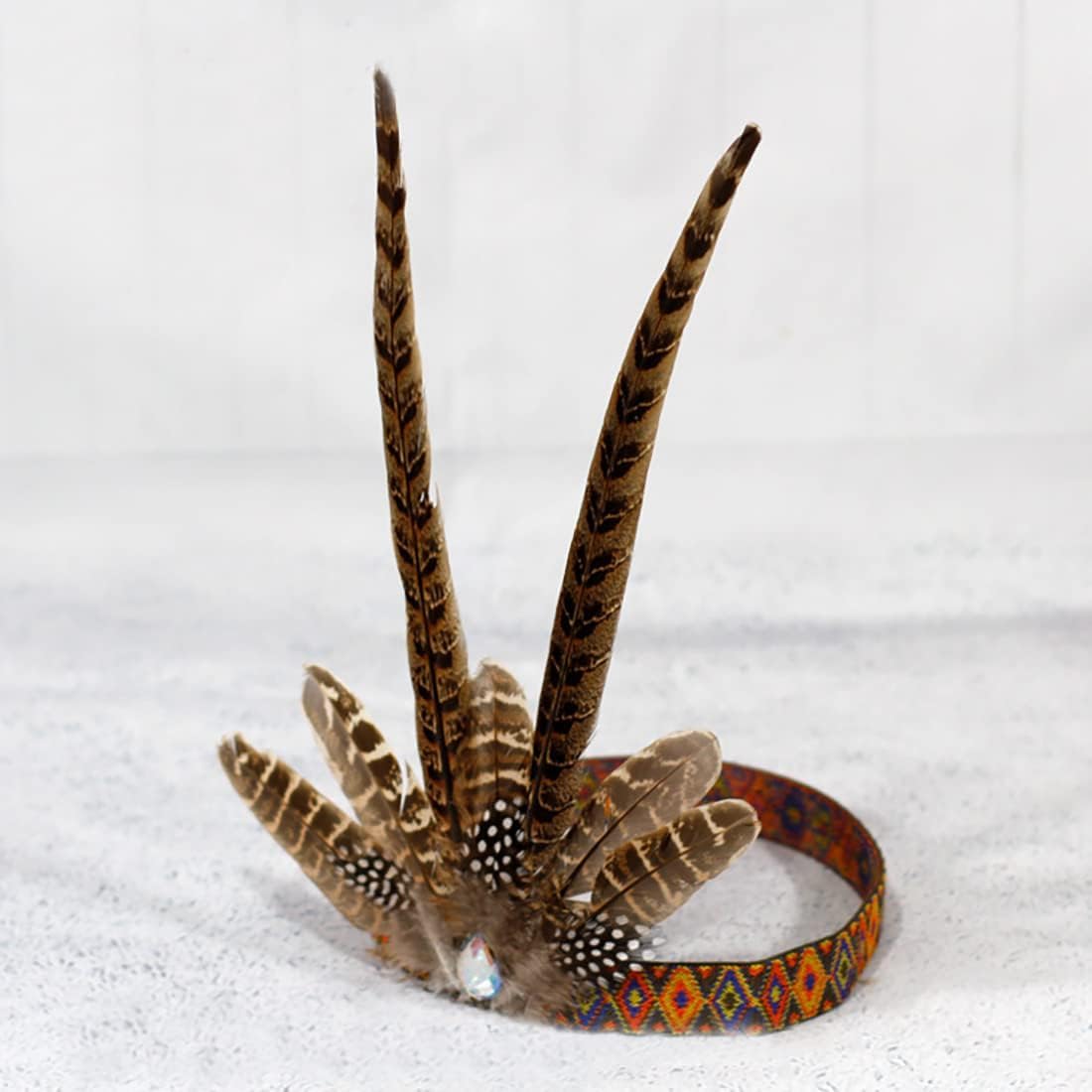 NICEYST Feather Headdress Headband Native American Indian Style Headwear Chief Costume Hair Accessories Handmade Headpiece for Thanksgiving Halloween Carnival (Style 1)