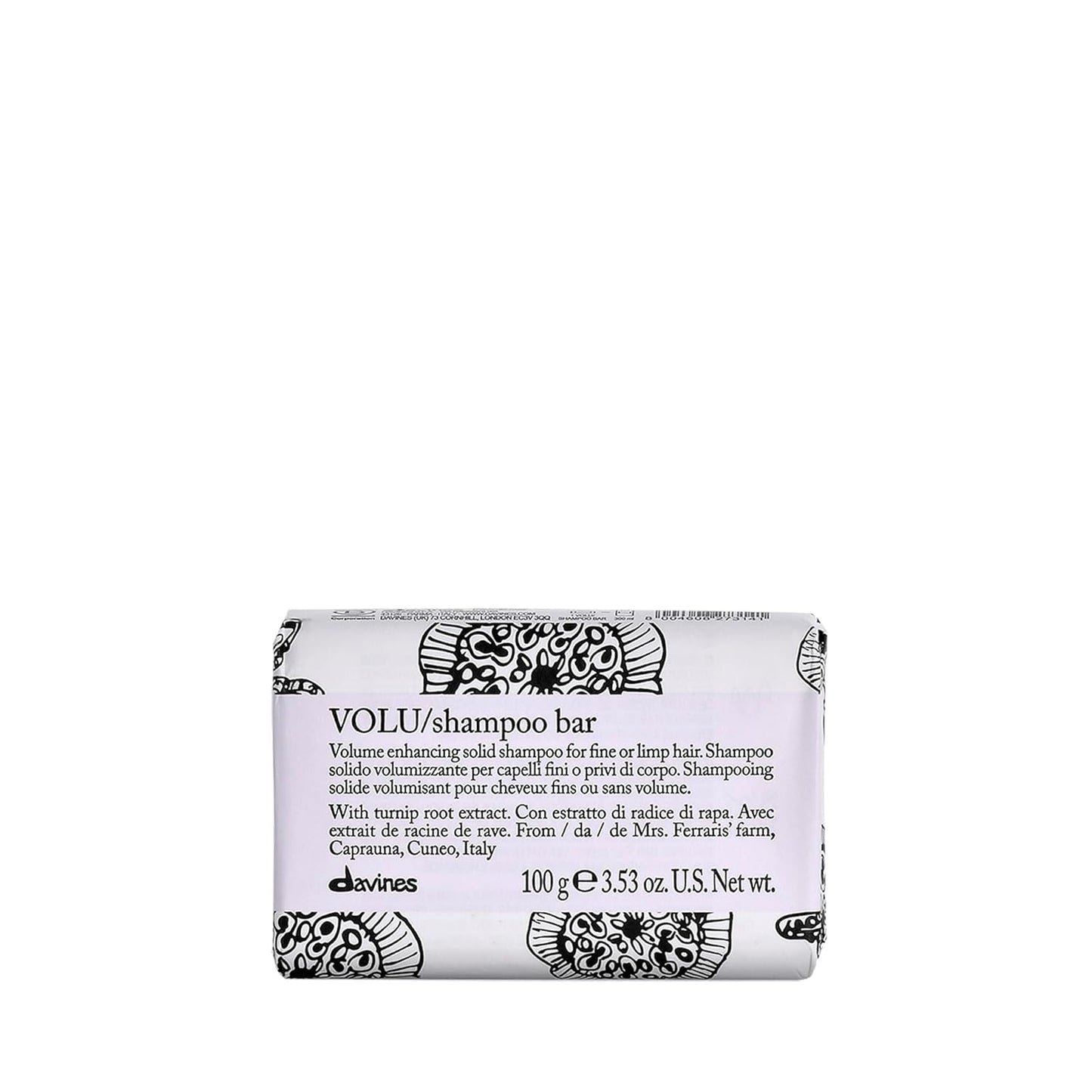 Davines VOLU Shampoo Bar - Compact Solid Texture for Fine Hair | Soft, Light, and Voluminous - 3.53 oz