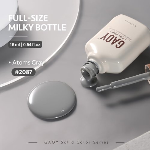 GAOY Gray Gel Nail Polish, 16ml Soak Off Gel Polish, UV Light Cure for Nail Art DIY Manicure at Home, 2087 Atoms Gray
