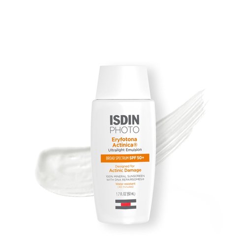 ISDIN Eryfotona Actinica SPF 50+ | Mineral Sunscreen for Face with Zinc Oxide | No White Cast, Sensitive Skin Safe