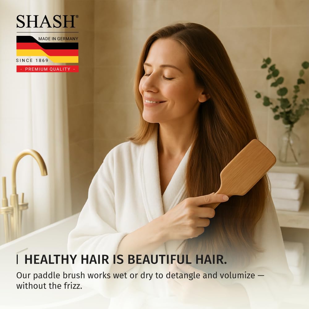 SHASH Large Paddle Hair Brush - Detangler for Thick & Curly Hair | Long Pins & Rubber Cushion