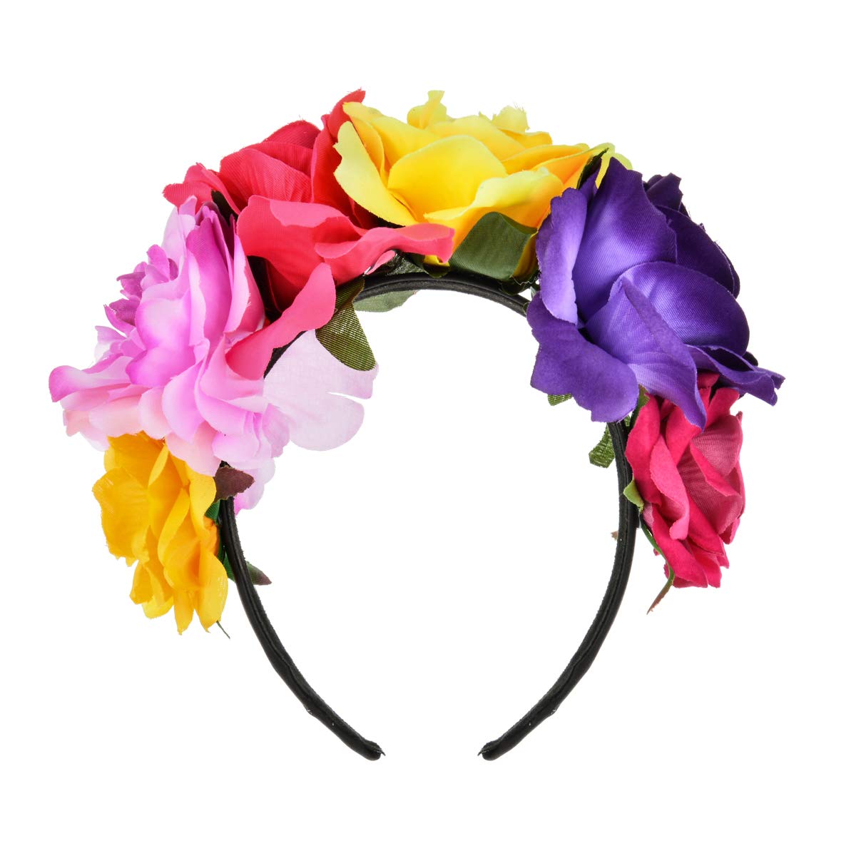 Vividsun Rose Flower Headband Floral Crown Day Of The Dead Headpiece (Purple yellow)