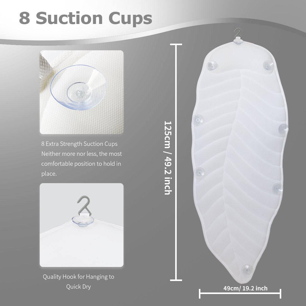 Full Body Bath Pillow, Bath Pillows for Tub Full Body, Bathtub Mattress Luxury Cushion with Large Suction Cups, Comfort Support Your Head, Neck, Shoulder, Back and Tailbone