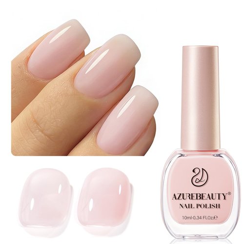 AZUREBEAUTY Jelly Pink Nail Polish - Sheer Light Peach Quick Dry Formula for Home Salon Use