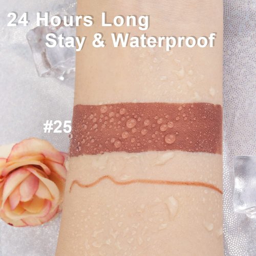 Regine Switzerland Lip Liner & Lipstick Set - 24H Waterproof Matte Brown & Rose-Beige Duo
