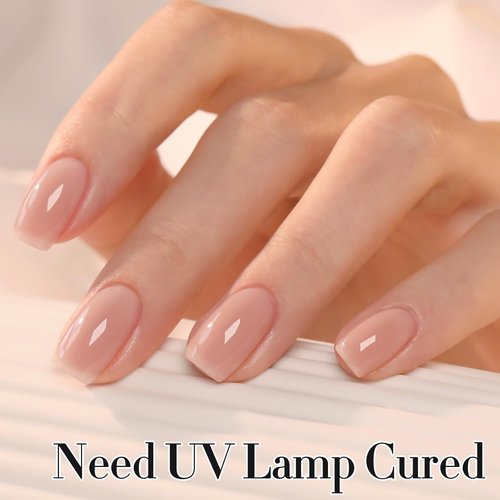 Double Rhythm 0.50 OZ Gel Polish Hema Free Same Color Same Bottle Golden Round Translucent Neutral Natural Milky 15 ML Jelly UV Polish Art DIY at Home (Nude Pink-H1491)