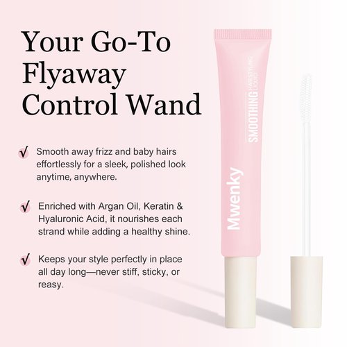 Mwenky Styling Cream for Hair, 3-in-1 Hair Styling Cream & Flyaway Stick Controls Frizz, Smooths Edges & Tames Flyaways, Lightweight Non-Greasy, Long-Lasting Hold, Non-Flaking Travel Size