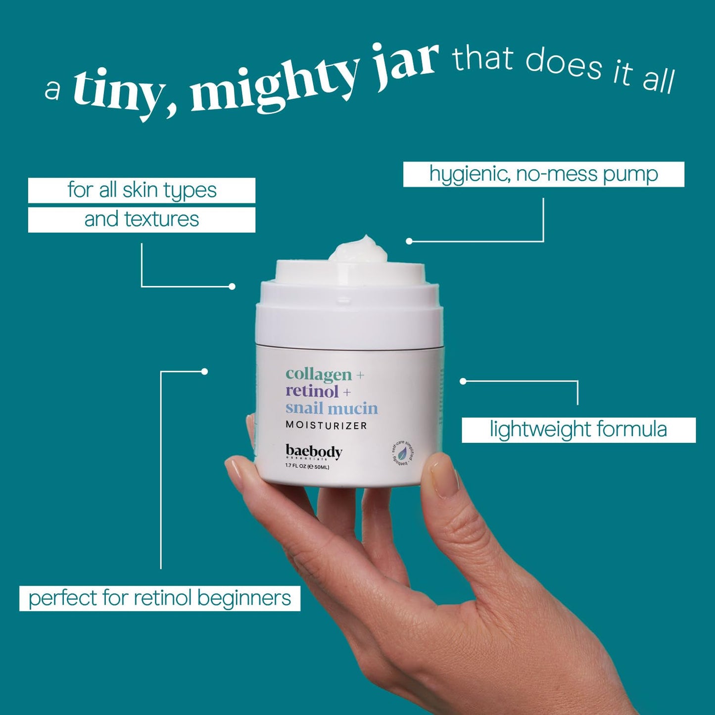 Baebody Collagen Retinol Face Moisturizer - Anti-Aging Cream with Snail Mucin & Hyaluronic Acid (1.7 fl oz)