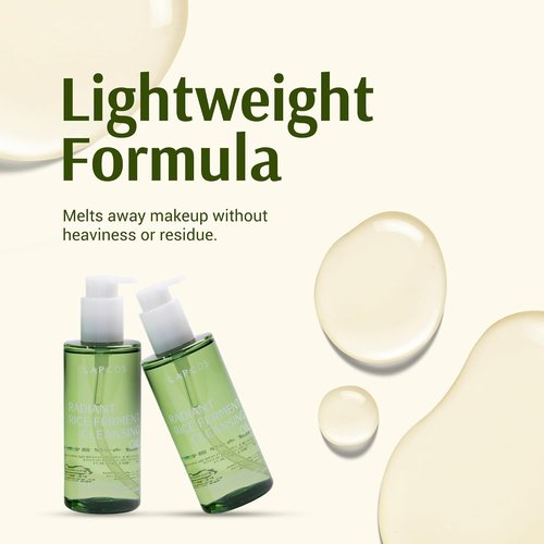 LAPCOS Fermented Rice Cleansing Oil - Lightweight, Moisturizing Makeup Remover | Vegan Korean Skincare 6.76 fl oz
