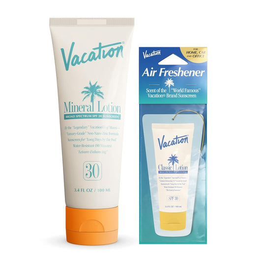 Vacation Mineral Lotion Sunscreen SPF 30 - Non-Nano Zinc Oxide, Water-Resistant, Travel Size 3.4 Fl. Oz.