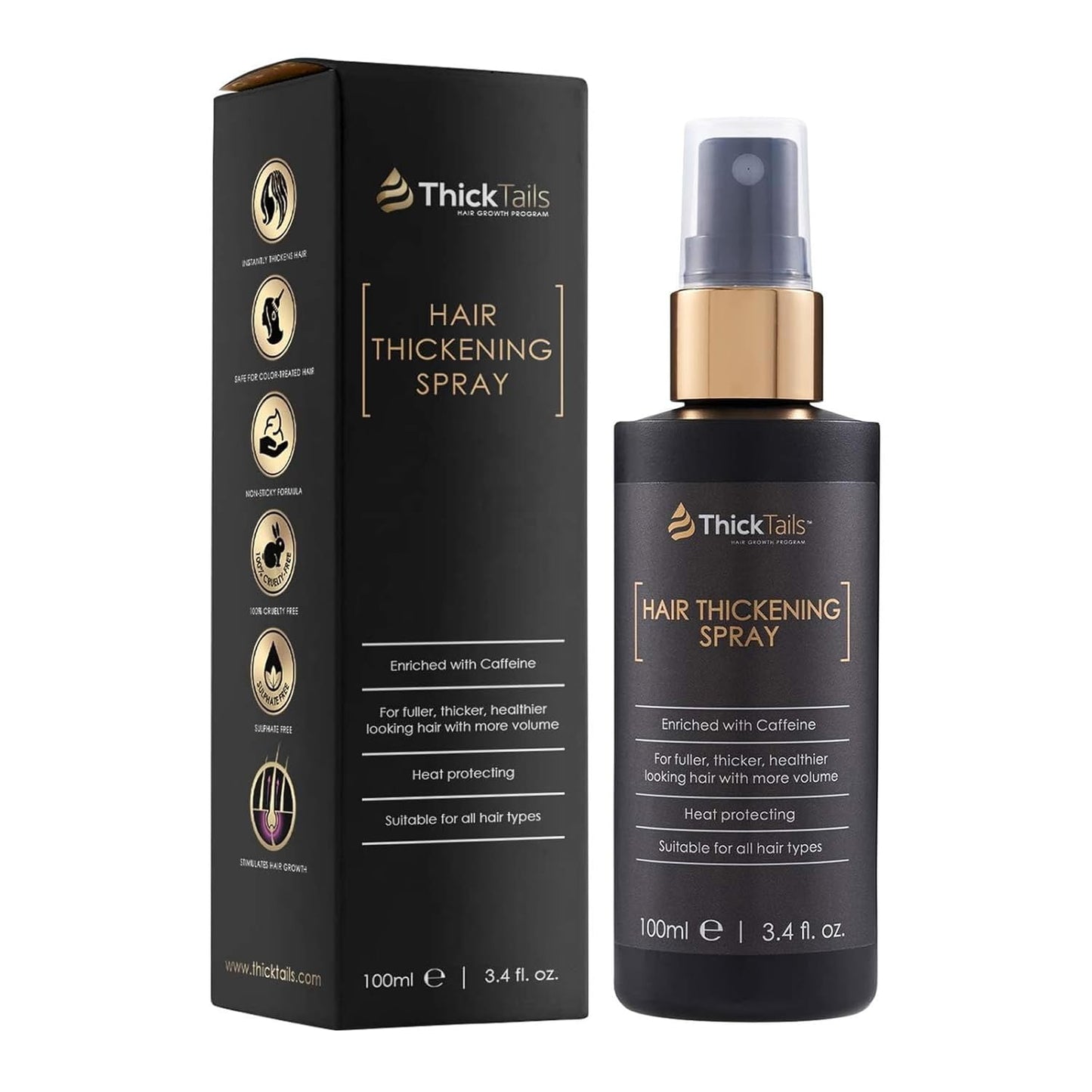 ThickTails Hair Thickening Spray - Instant Volume & Fuller Hair for Fine or Thinning Hair | 3.4 fl oz