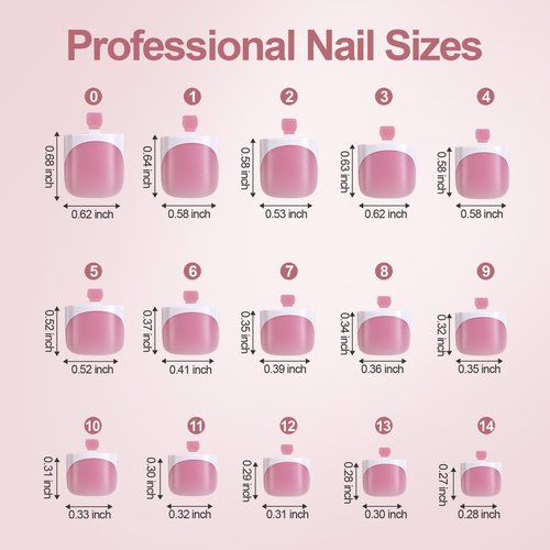Misssix French Tip Press on Toe Nails, French Square Toe Nail Tips, Soft Gel False Toenail, Acrylic Soak off Fake Toe Nails for Women Nail Art DIY 15 Sizes