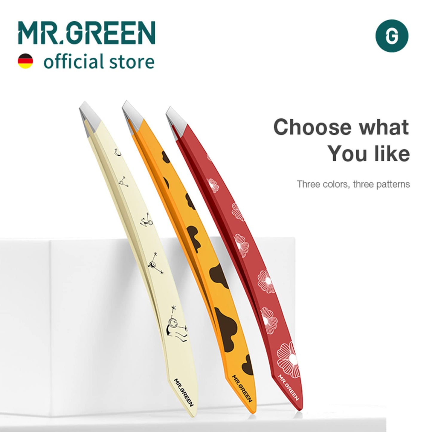 MR.GREEN Curve Handle Eyebrows Tweezers Professional Fine Hairs Removal Puller Makeup Tools Stainless Steel Beauty Clips Removal (Red)