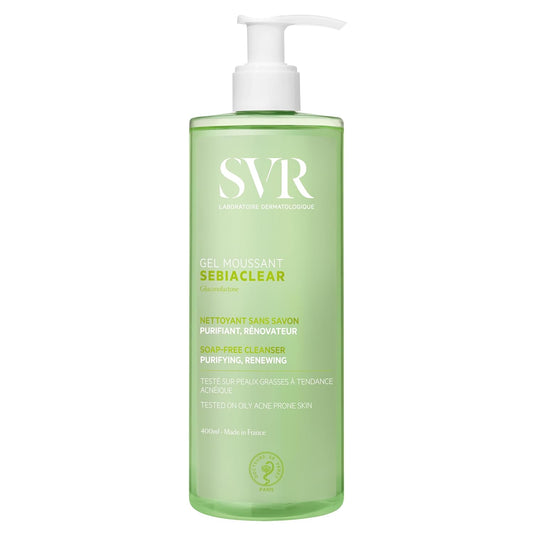 SVR Sebiaclear Gel Moussant - Deep Cleansing Face Wash for Oily Skin | 400ml (13.53 Fl Oz)