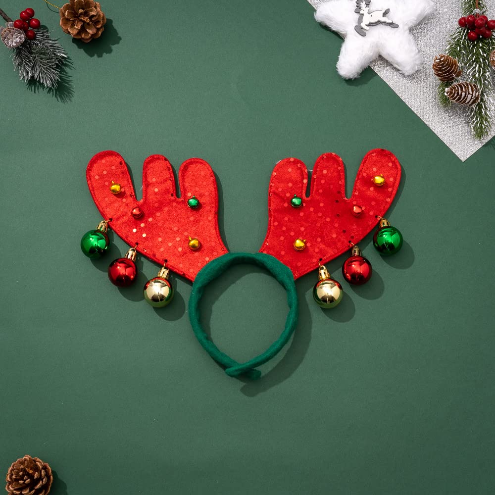 Madison Tyler Christmas Reindeer Antlers with Jingle Bells Headwear | Cute Soft Headbands for Christmas Party | Holiday Gifts for Girls Kids and Women